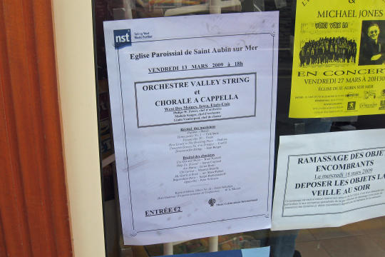 Poster at bakery in St Aubin-sur-Mer